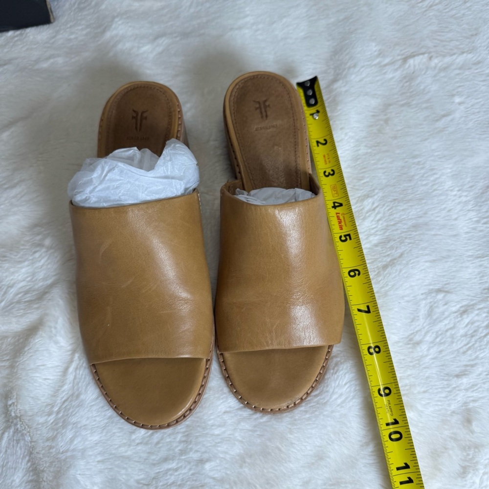 Frye Cindy Mule Women's Brown Leather Block Heel Mules 5.5 - Picture 5 of 7